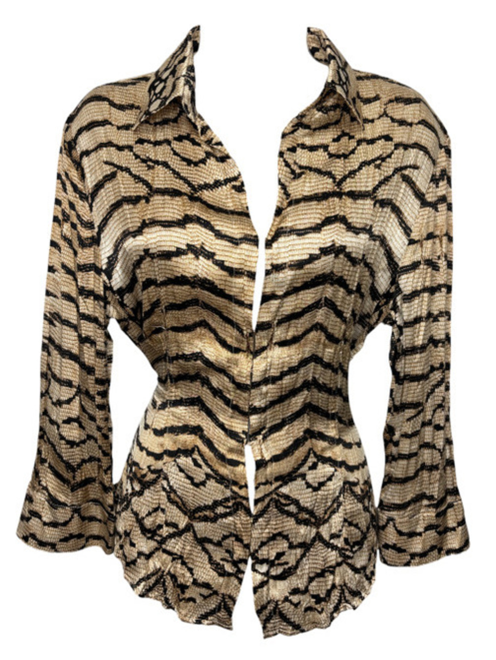 Roberto Cavalli 2004 Silk Zebra Print Top